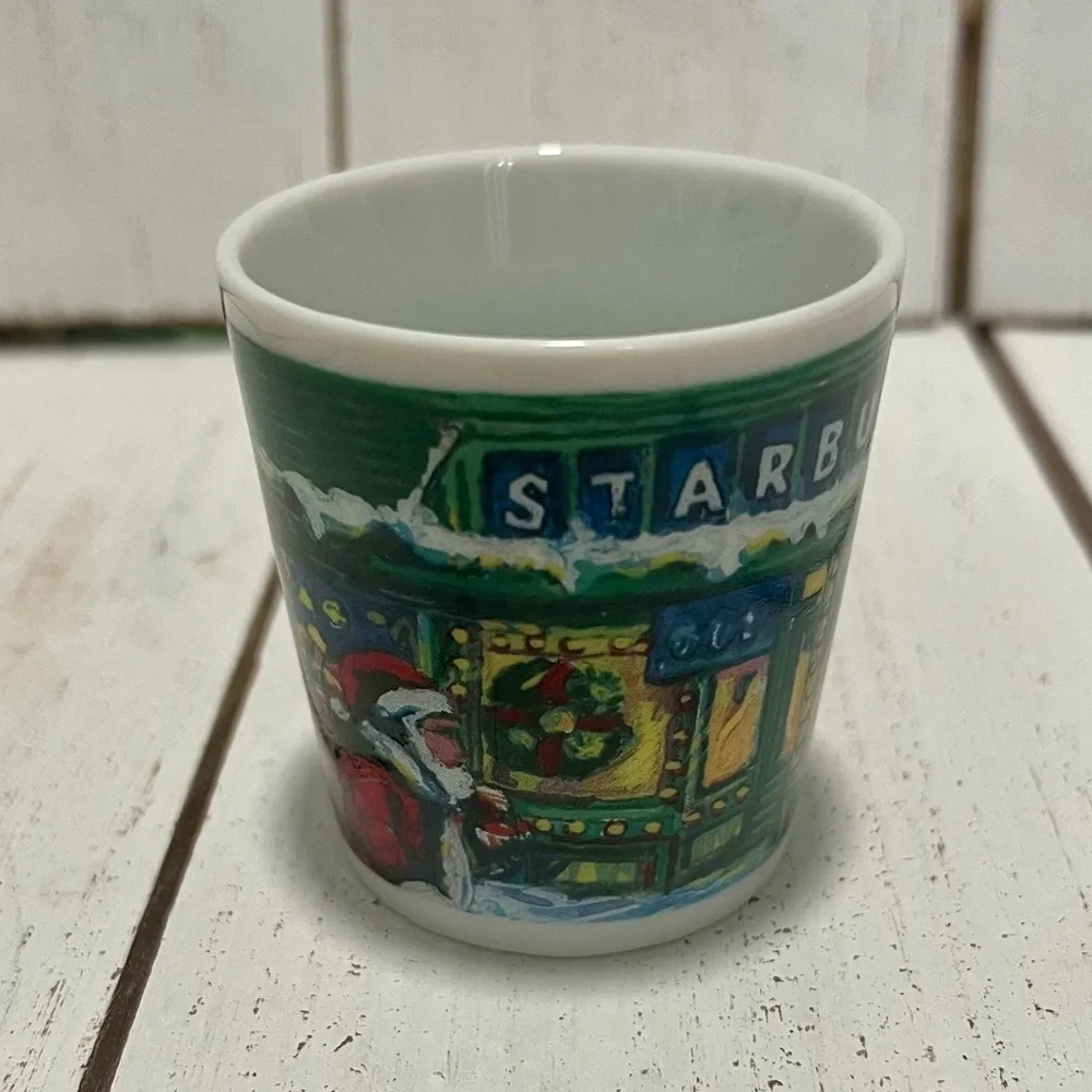 Vintage Starbucks Holiday Espresso Shot Glass Santa Claus Ceramic Pike Place